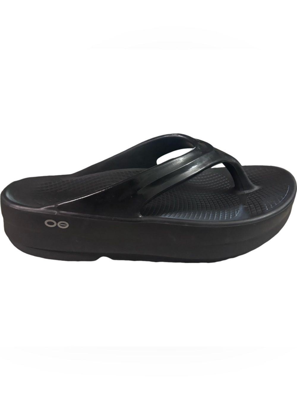 Oofos Oolala Luxe Flip Flop Sandal Womens Size 10 Black Comfort Recovery